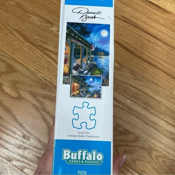 Buffalo 100-piece jigsaw puzzle Moonlight Lodge lake cabin dog boat lake - Picture 2 of 3